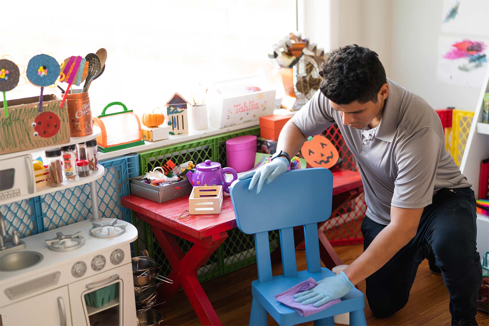 Cleaning a child’s play room